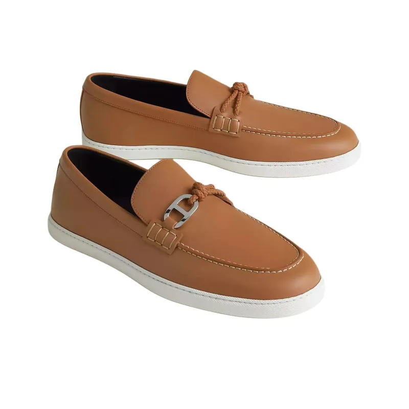 HERMES Ignacio Loafers Men's Brown-2