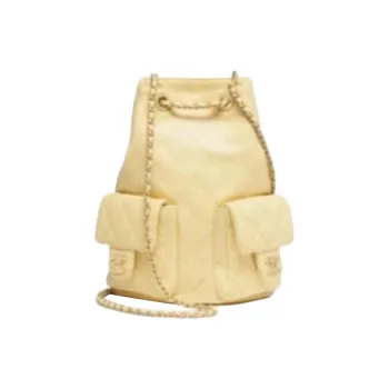 CHANEL Lambskin Backpack Women's Yellow