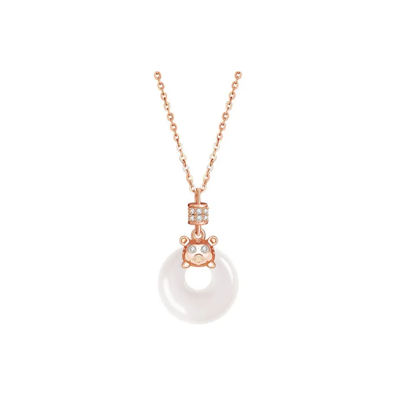 Artisan Lock Heart Jade Chalcedony Necklaces Women's-6