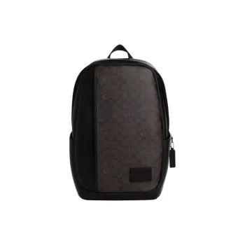 COACH Edge Coated Canvas Backpack Tubas Men's Walnut Wood & Black