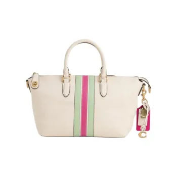 COACH Cara Leather Handbag Women's White Limestone