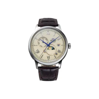 ORIENT Automatic/Manual Mechanical Movement Leather Watch Bands Watch 47mm Men's Watch White Dial