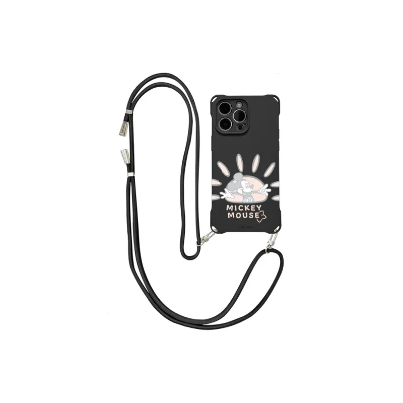 Disney Silicone Material Cute Crossbody Lanyard Mickey Phone Cases Compatible With Apple 16 Pro Max/Pro/Plus/15/14/13-10