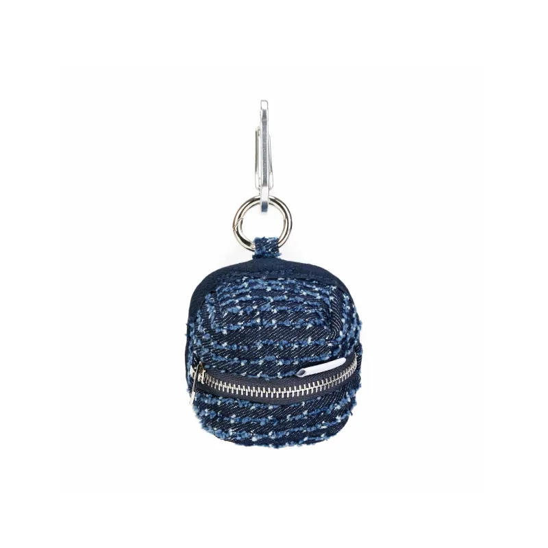 INKOCHU Cross-Grain Denim Earphone Case Mini Women's Blue-0