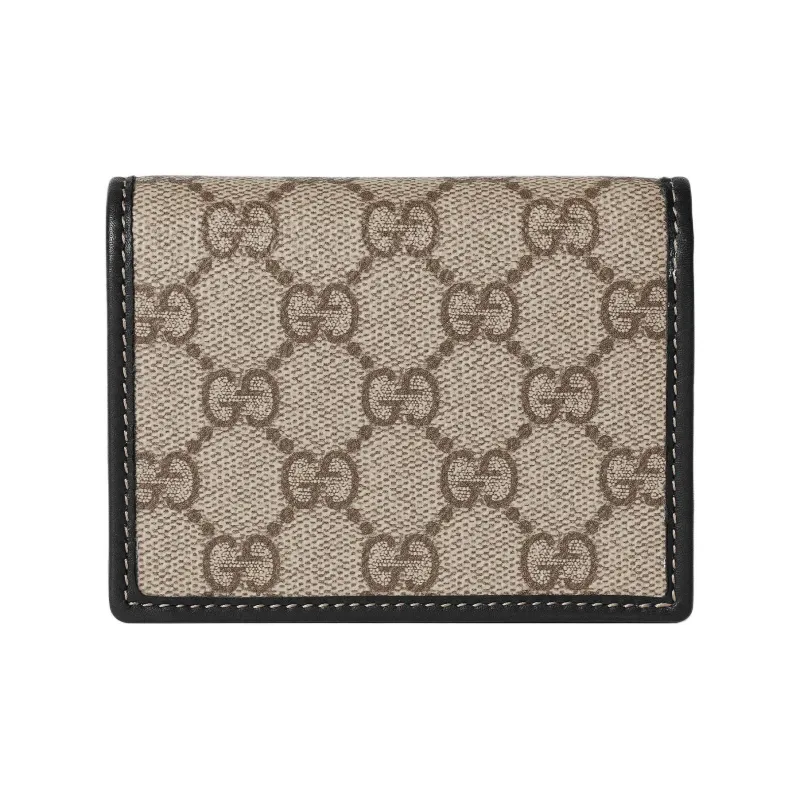GUCCI GG Emblem Coated Canvas Wallet Unisex Beige & Dark Brown-2
