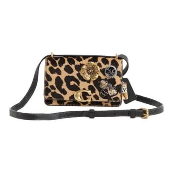 COACH Bandit Calfskin Shoulder Bag Crossbody Bag Small Size Women's Leopard