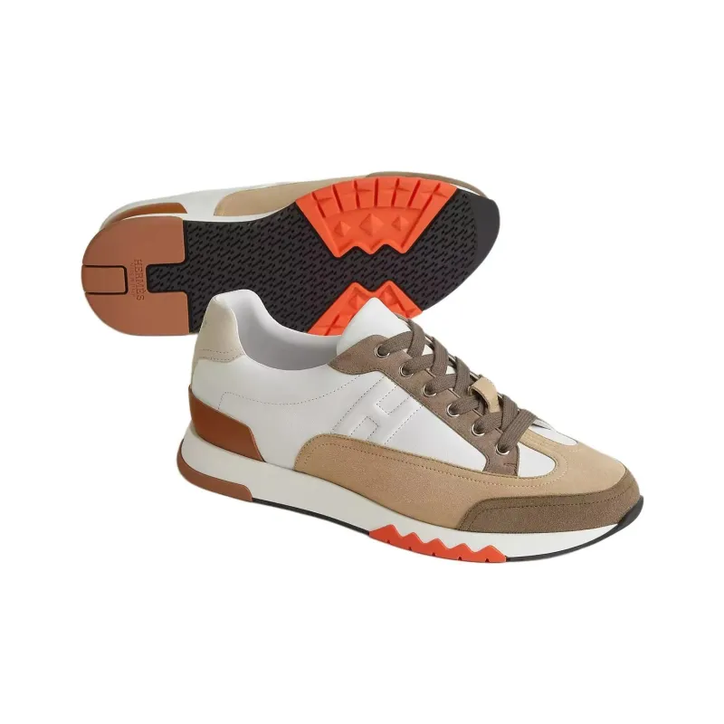HERMES Trail Low Top Casual Shoes 3cm Men's Beige-3