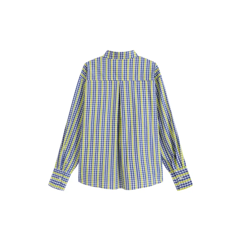 ANTERIORLOVED Shirt Unisex Cyan Blue Plaid-1