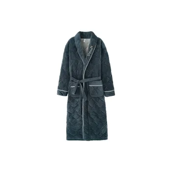 MADALLO Pajama Robe Men's Navy Blue