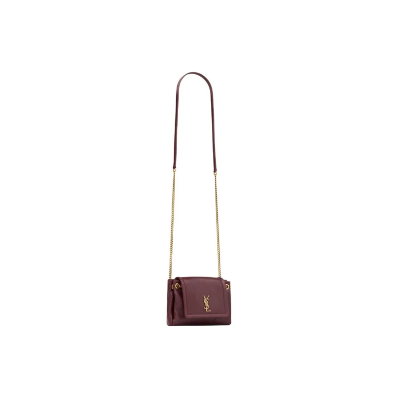 SAINT LAURENT Lambskin Crossbody Bag Mini Women's Mulled Wine Color-1