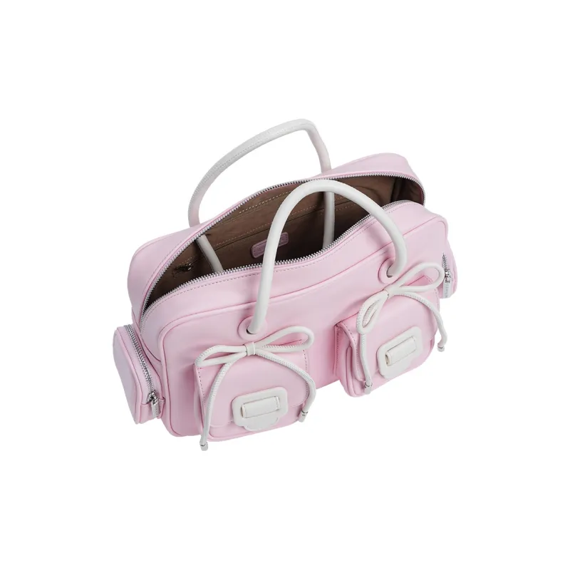 MERIMIES Artificial Leather Shoulder Bag Large Size Women's Peach Pink-4