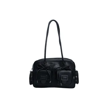 MERIMIES Artificial Leather Shoulder Bag, Crossbody Bag Large Size Women's Black