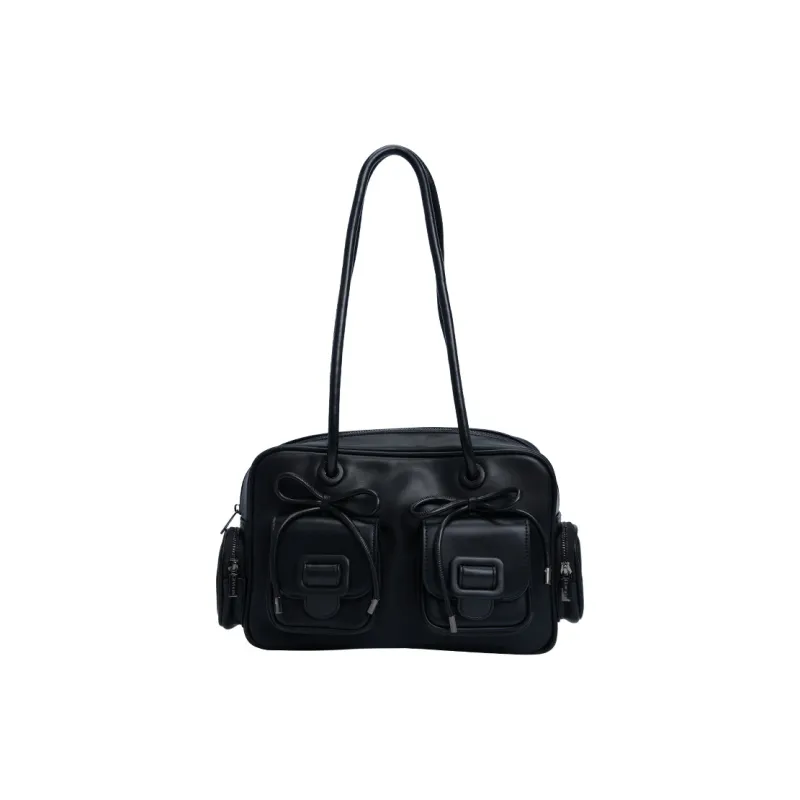 MERIMIES Artificial Leather Shoulder Bag, Crossbody Bag Large Size Women's Black-0