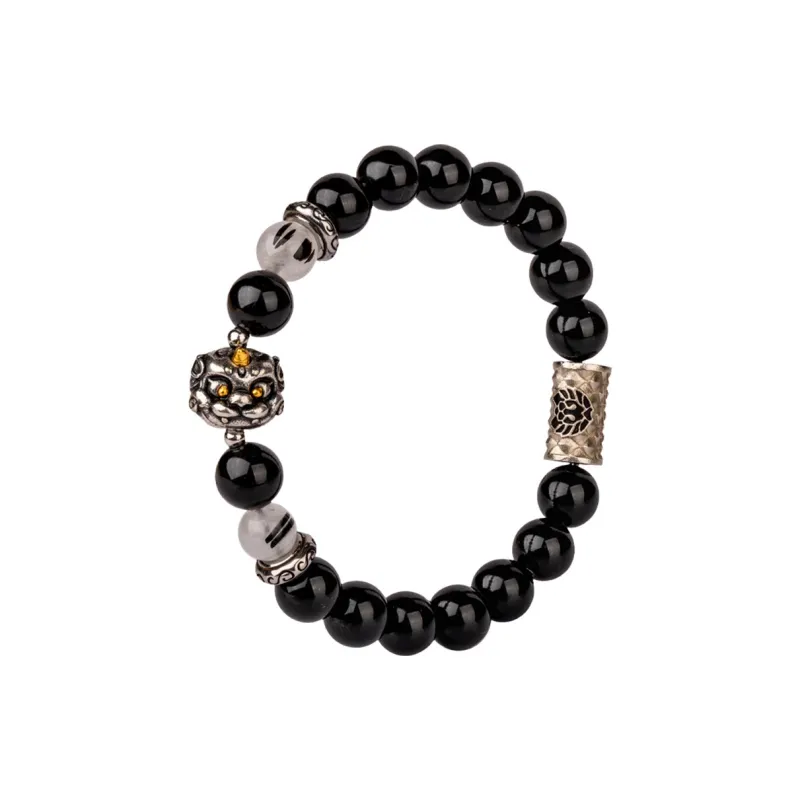Rastaclat Obsidian Small Lion Chinese Style Beaded Bracelet Unisex-2
