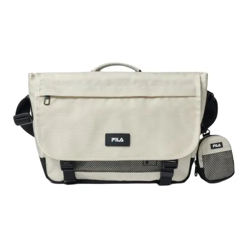 FILA Nylon Messenger Bag One Shoulder Handbag Small Size Unisex Cream