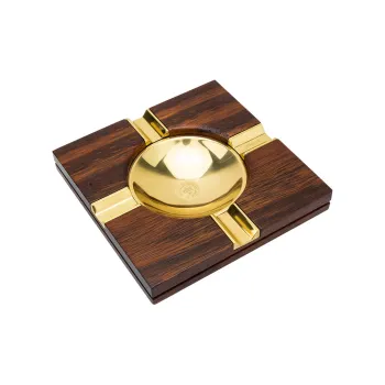 LUBINSKI Pineapple Grid+Zinc Alloy Ashtrays Wood Color