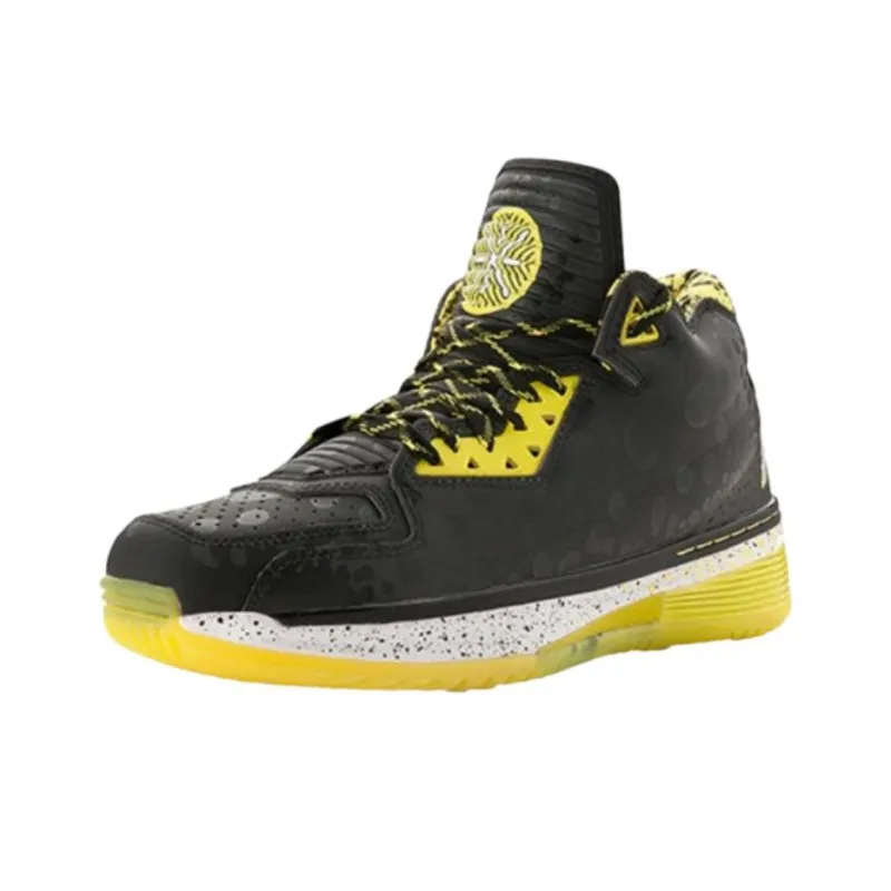 LiNing WOW 2 All Star Devil Fish Cushioned Slip Resistant Mid Top Basketball Shoes Men's Black Yellow White-2