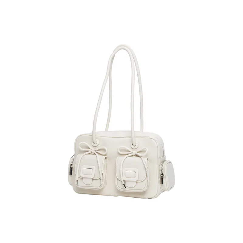 MERIMIES Artificial Leather Shoulder Bag Large Size Women's White-1
