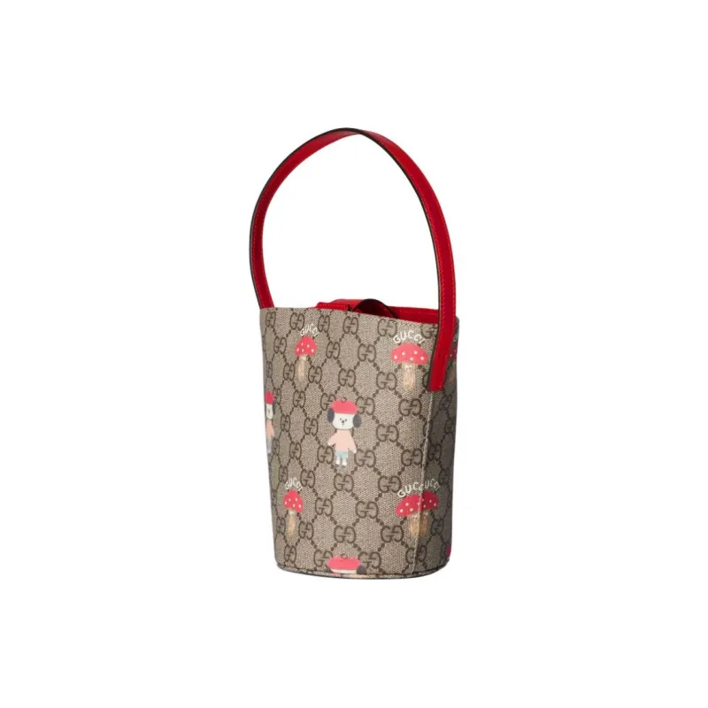 GUCCI Canvas Bag, Bucket Bag, Handbag Kids' Beige & Dark Brown-1