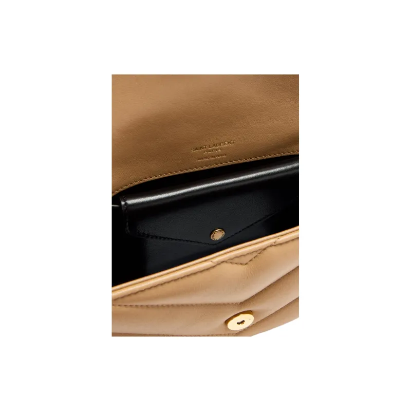 SAINT LAURENT Leather Shoulder Bag Mini Women's Beige-3