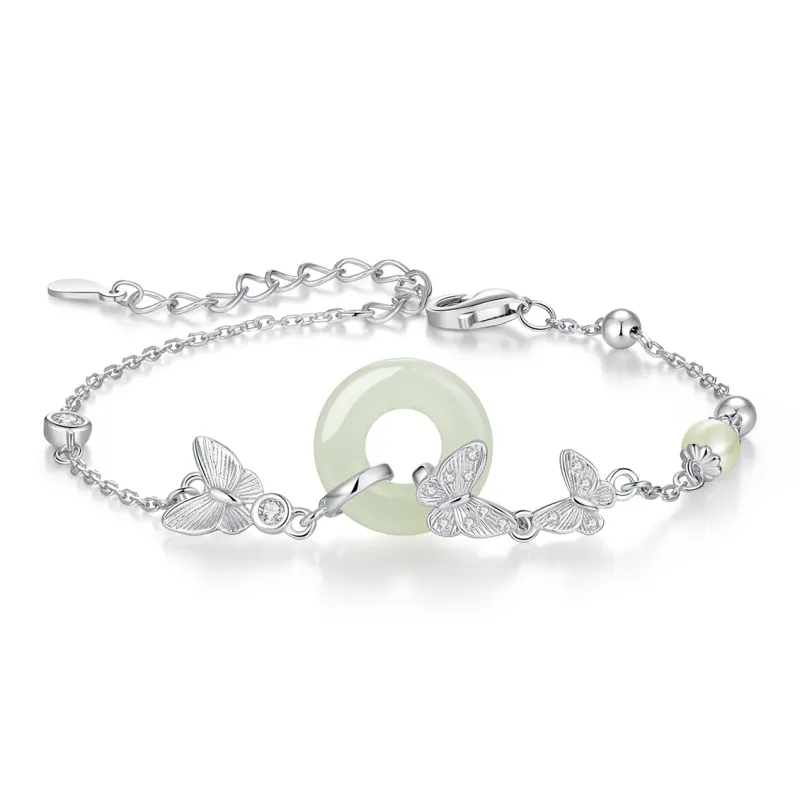 Olampe Hetian Jade Bracelets White Jade/Pale Greenish White Jade Women's-0
