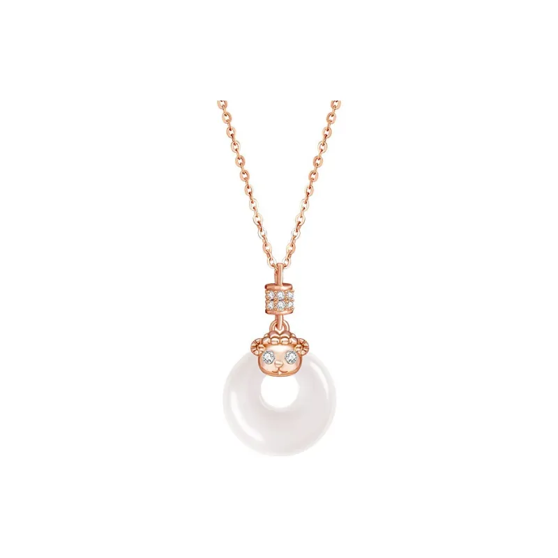 Artisan Lock Heart Jade Chalcedony Necklaces Women's-11