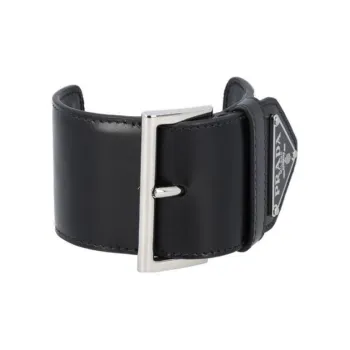 PRADA Calfskin Brass Bracelets Women's Black