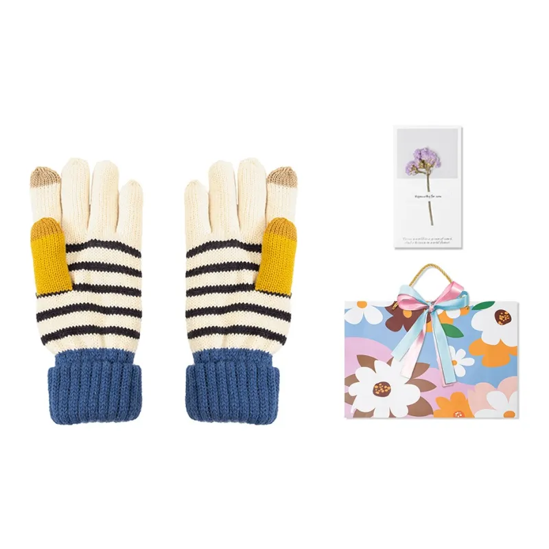 BAIJUAN Acrylic Knit Gloves Unisex Ecru-11