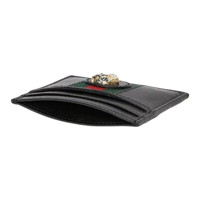 GUCCI Rajah Leather Card Holder Card Holder Unisex Black-2