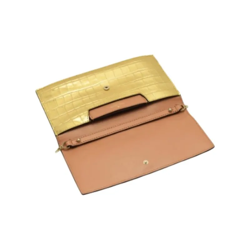 Kate Spade Embossed Leather One Shoulder Clutch Women's Gold-2