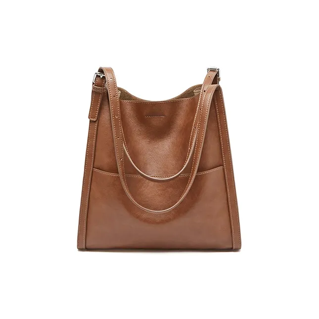 15 MINS Synthetic Leather Tote Shoulder Bag Regular Women's Vegetable Tanned Brown-4
