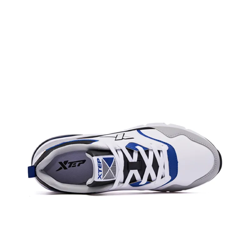 XTEP Cushioned Wear Resistant Breathable Height Increasing Low Top Chunky Sneakers Men's White Gray Black-2