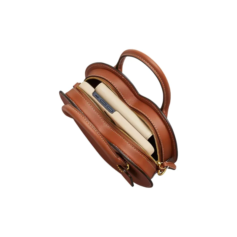 COACH Leather Heart Shaped Handbag Trumpets Women's Brown-3