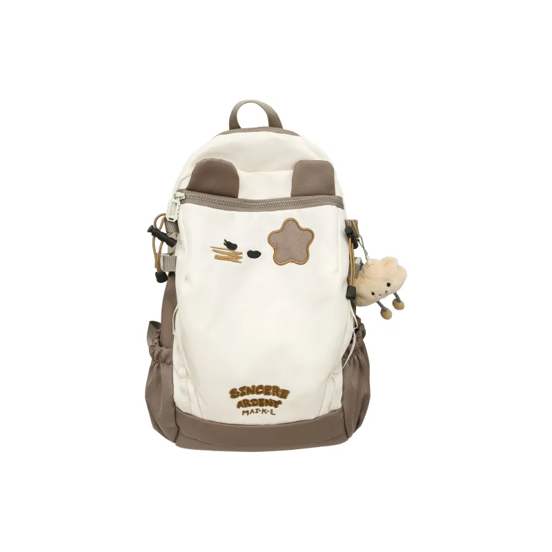 Yalu Nylon Material Backpack Women's Brown/Blue & Pink-0