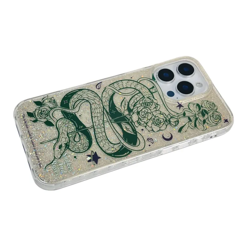 Wei Xin Acrylic Material Glittery Snake Green Pink Phone Cases Compatible With IPhone 16/15 Pro Max/Apple 13/14 Pro/Max-7