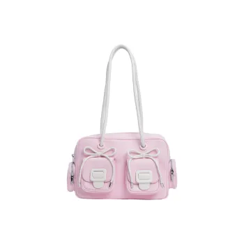 MERIMIES Artificial Leather Shoulder Bag Large Size Women's Peach Pink