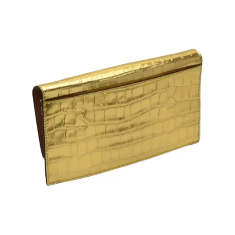 Kate Spade Embossed Leather One Shoulder Clutch Women's Gold-1