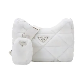 PRADA Re Edition Shearling Crossbody Bag, Shoulder Bag Women's White