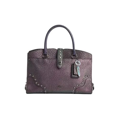 COACH Mercer Holographic Leather Briefcase One Shoulder Handbag Large Size Women's Dark Bronze