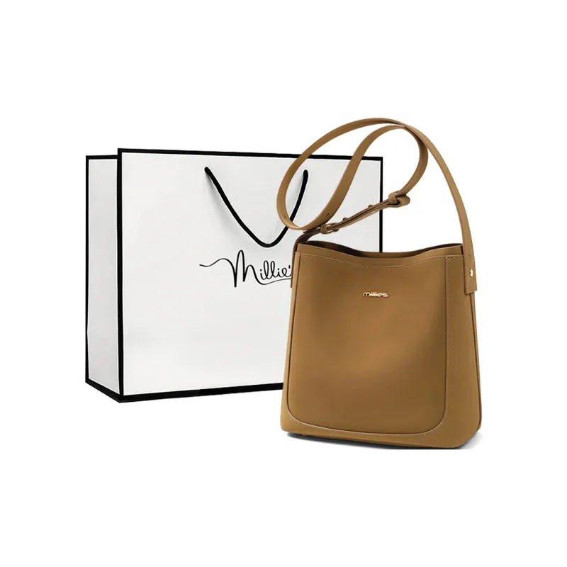 MILLIE'S Cow Leather Crossbody Bag Regular Women's Coffee/Cream Apricot-4