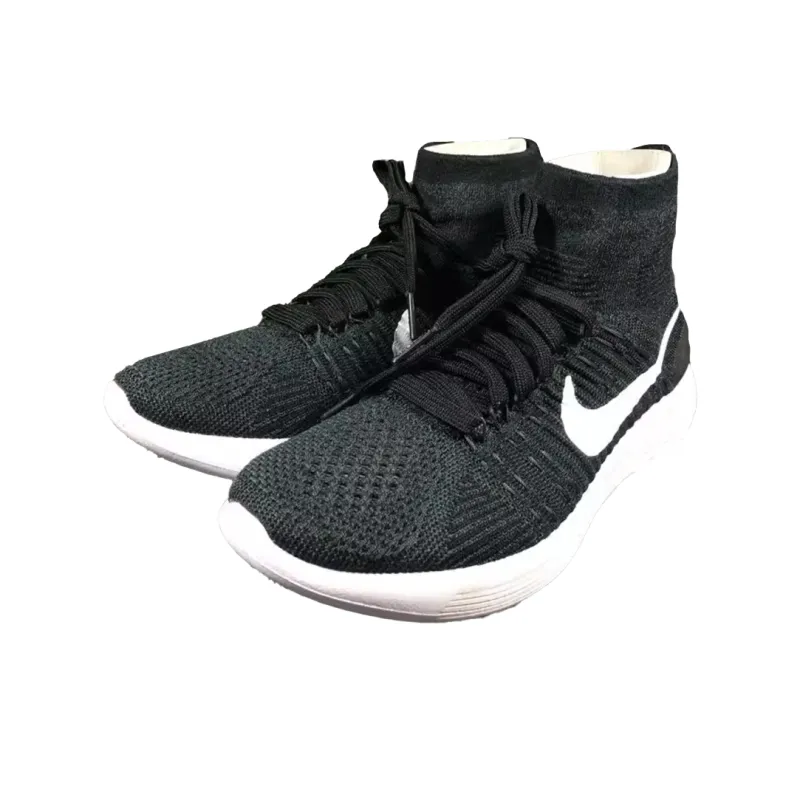 Nike LunarEpic Flyknit Slip-Resistant Breathable High-Top Running Shoes Women's Black White-2