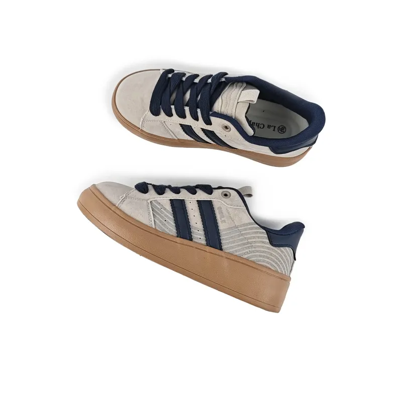La Chapelle Fashion Trend Stain Resistant Cushioning Wear Resistant Low Top Skateboard Shoes Women's Gray Blue-3
