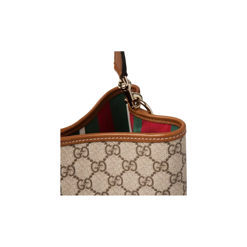 GUCCI GG Emblem GG Monogram Coated Fabric Shoulder Bag, Crossbody Bag, Handbag Trumpets Women's Beige & Dark Brown-7