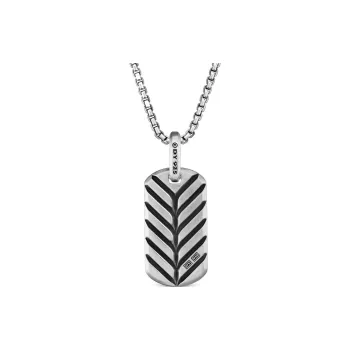 David Yurman Sterling Silver Chevron Tiger Eye Tag 27mm