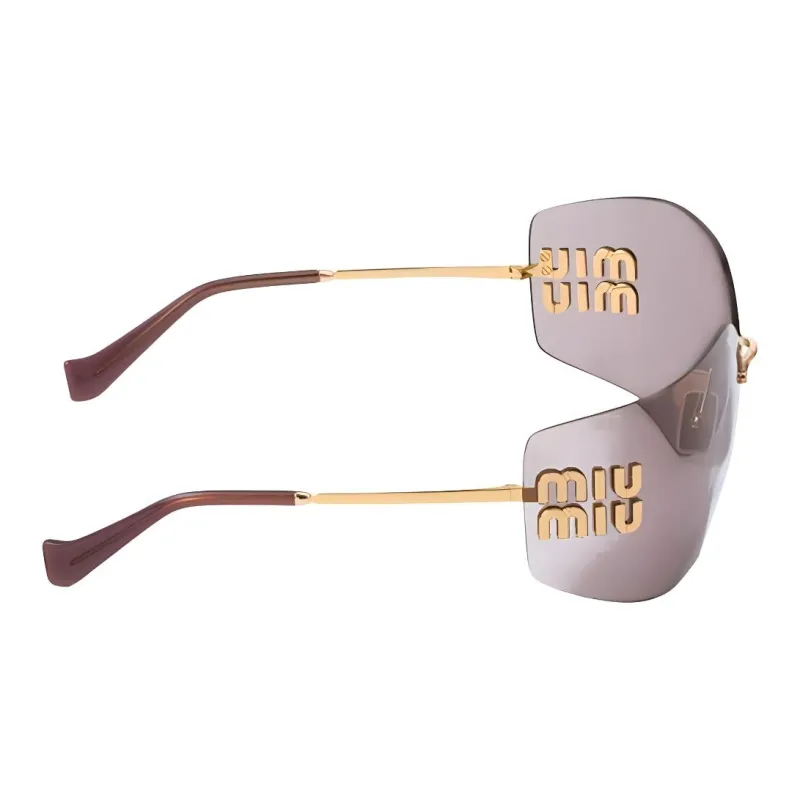MIU MIU Irregular Shape Sunglasses Women's Gold-2