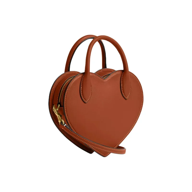 COACH Leather Heart Shaped Handbag Trumpets Women's Brown-1