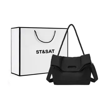 ST&SAT Fabric Crossbody Clutch, Shoulder Bag Regular Unisex Black