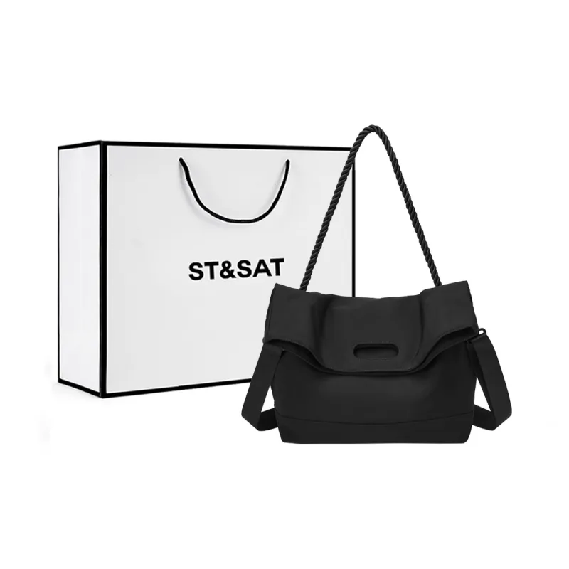 ST&SAT Fabric Crossbody Clutch, Shoulder Bag Regular Unisex Black-0