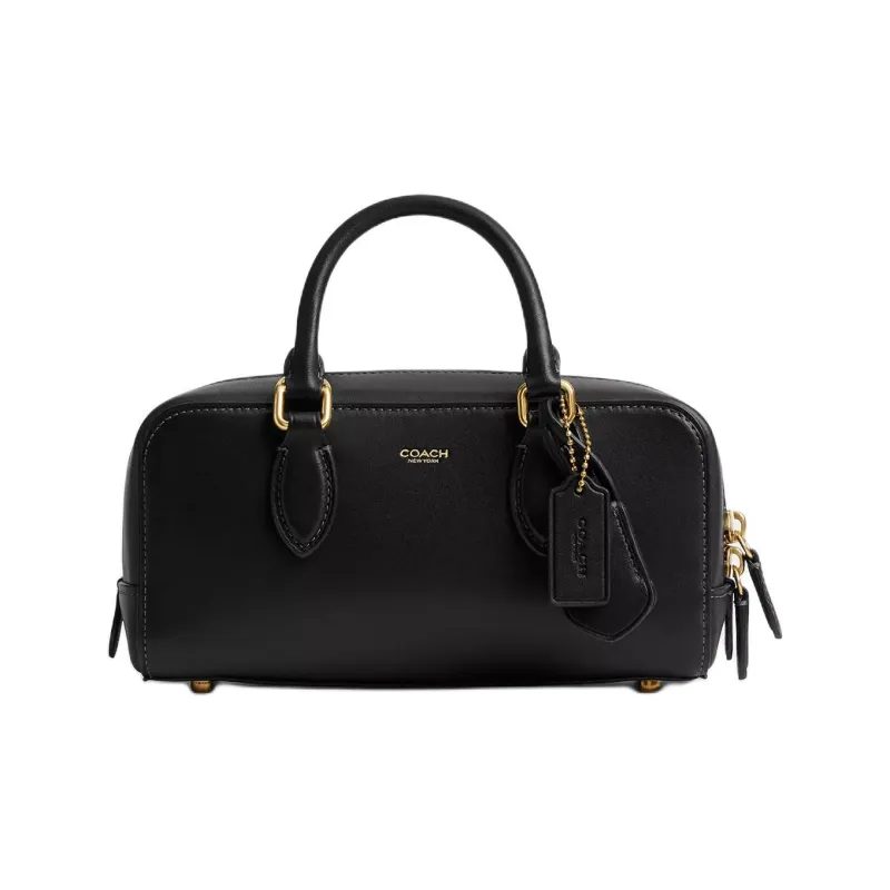 COACH Bowery Glove Tanning Shoulder Bag, Crossbody Bag, Handbag Medium Size Women's Brass & Black-0