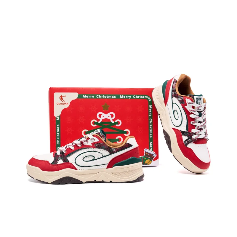 QIAODAN Rowboat Skateboard Shoes Men Low Top White Red Green-2